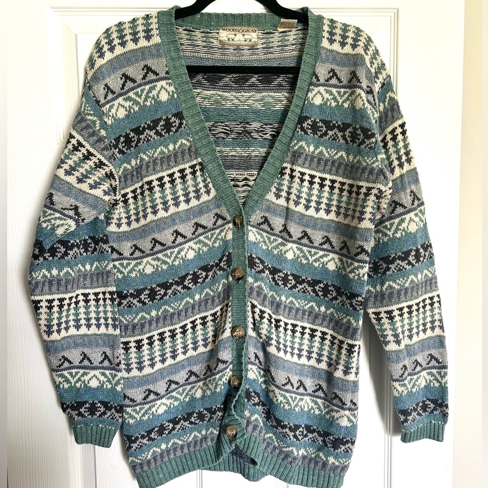 Cottage Core Woods And Gray Vintage Cardigan Womens Small